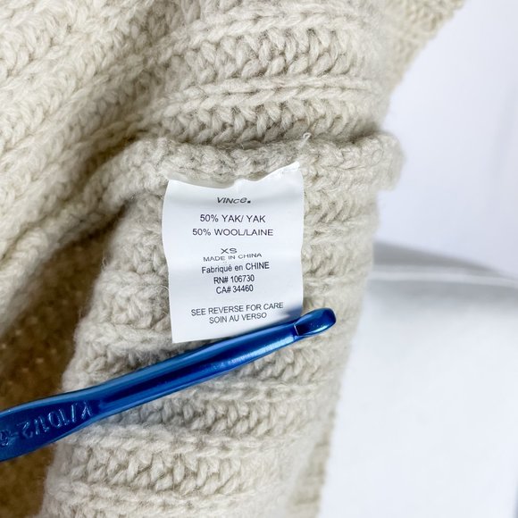 Vince Yak Wool Blend Boat Neck Rib Chunky Knit Sweater sz XS - Picture 7 of 9